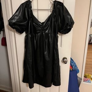 Black Faux Leather Mini Dress